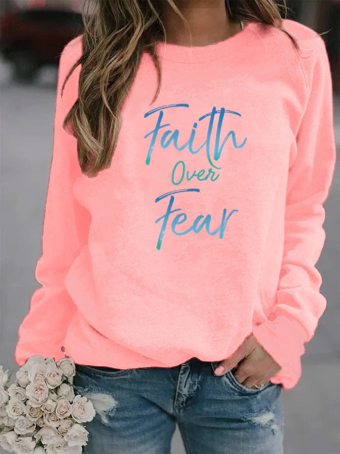 Women's Faith Over Fear Fleece Sweatshirt- No Hood