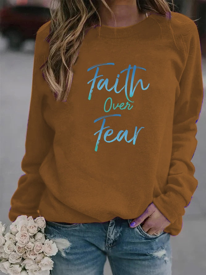 Women's Faith Over Fear Fleece Sweatshirt- No Hood