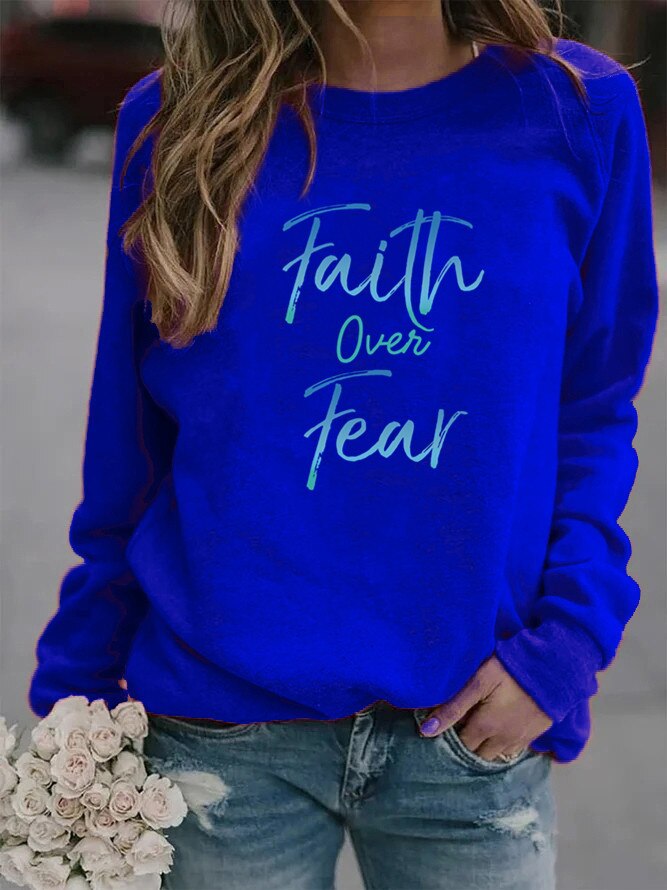 Women's Faith Over Fear Fleece Sweatshirt- No Hood