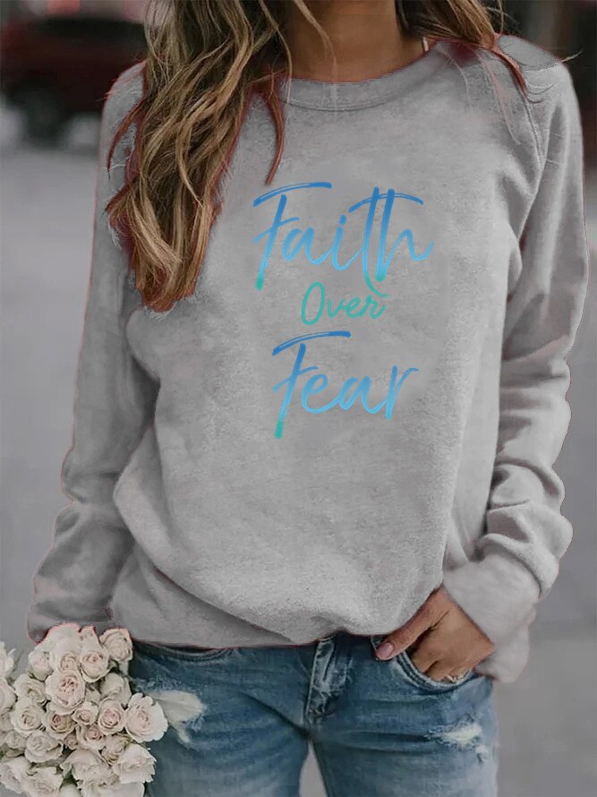 Women's Faith Over Fear Fleece Sweatshirt- No Hood