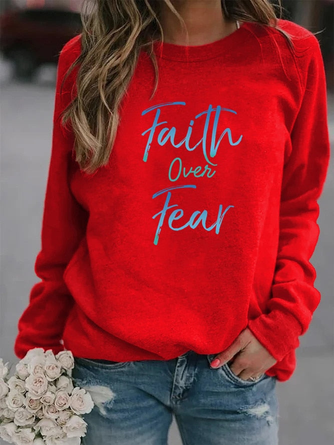 Women's Faith Over Fear Fleece Sweatshirt- No Hood