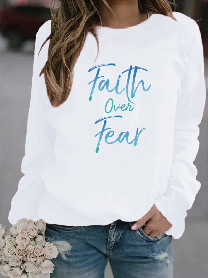 Women's Faith Over Fear Fleece Sweatshirt- No Hood